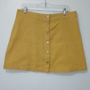 Divided yellow button down skirt